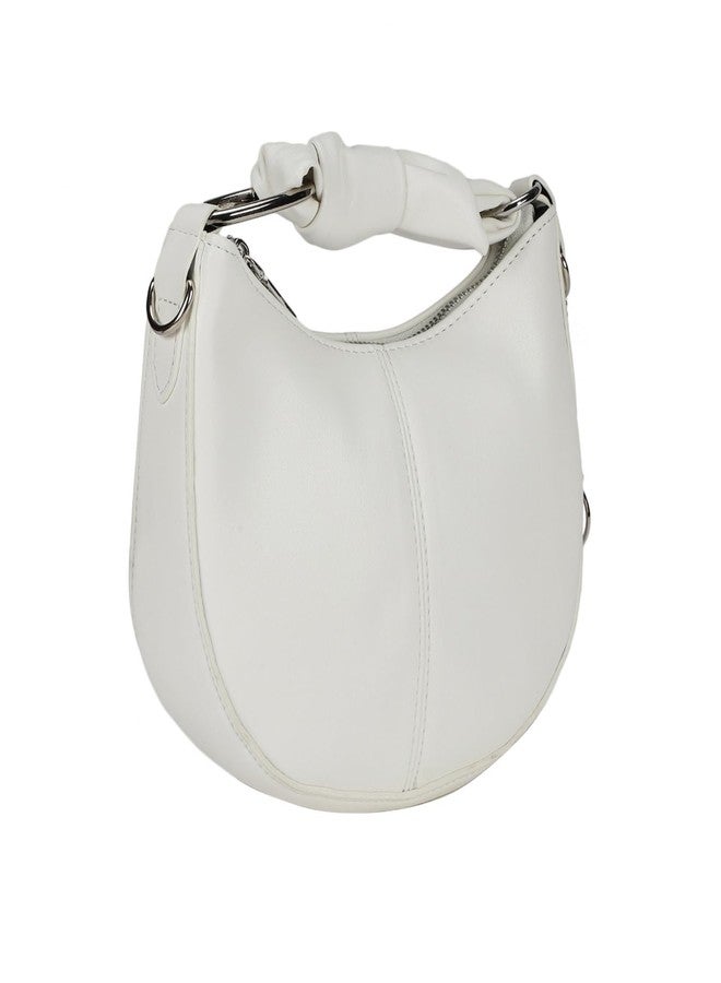 MONROW White Solid Sling Bag with Detachable Sling Strap And Drawstring Closure for Women Casual Use - Image 2